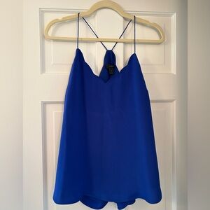 Jcrew spaghetti strap scallop tank top; size 8 royal blue.  Worn once; like new